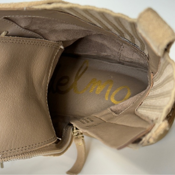 SAM EDELMAN Combat Boots Womens 7.5 Beige Tan Lex Sesame Suede Leather Side Zip - Picture 7 of 11